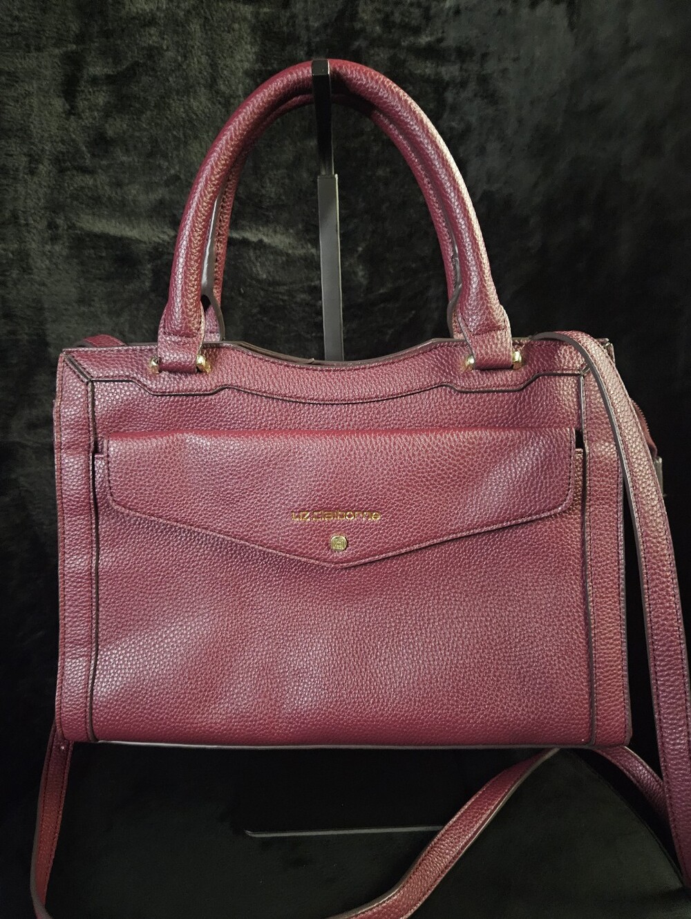 Liz Claiborne Plum Pebbled Leather Satchel